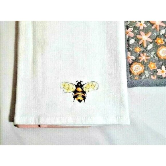 Kay Dee Queen Bee Kitchen Towel Honey Bee Embroidered Pocket Mitt 2-Piece - Picture 6 of 6